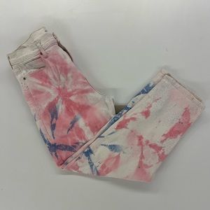 OOAK white Old Navy jeans with pink and blue tie dye